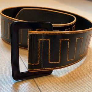 Escada black patent leather belt